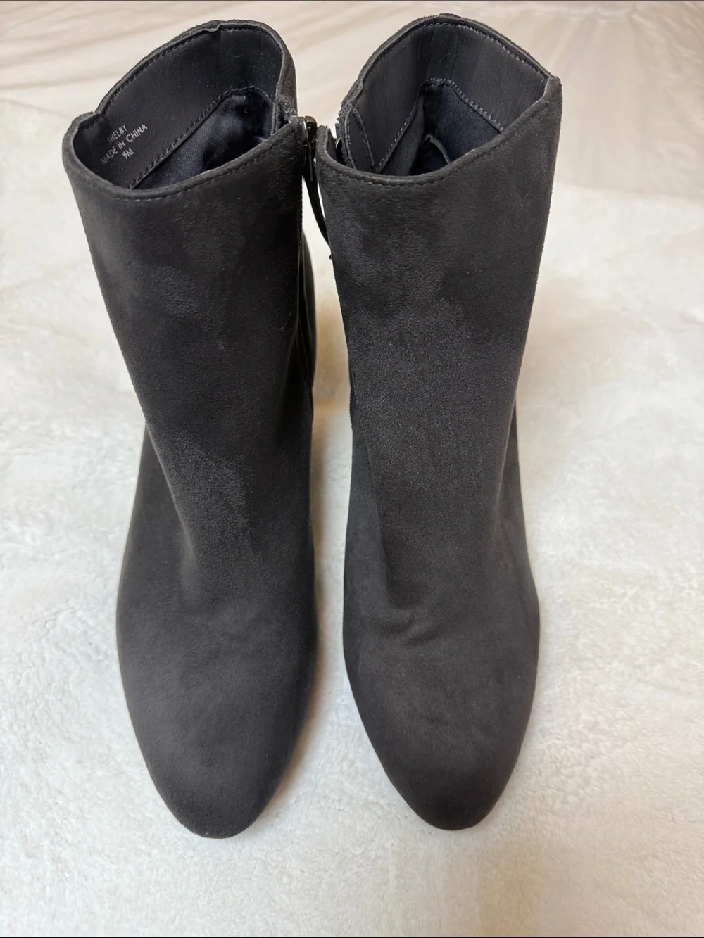 Isaac Mizrahi Shelby Charcoal Suede Side-Zip Ankle Boots